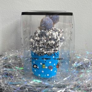 Confetti Cupcake Socks with Pom Poms in Box